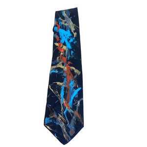 Portofino Collection Hand-Painted Tie Navy Made in Monterey Bay USA